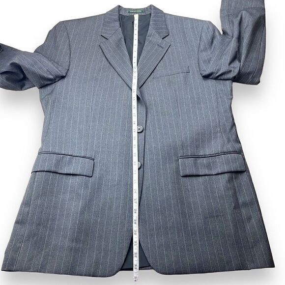 LAUREN Ralph Lauren Suit Jacket Mens 42L Charcoal Gray Pinstripe Wool Sport Coat - Picture 9 of 12